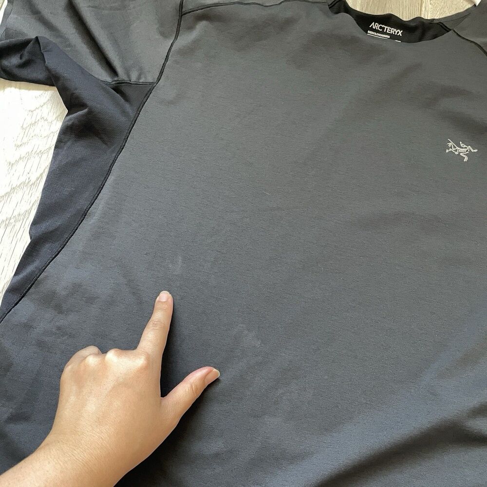 Arc'teryx Workout Tshirt norvan crew mens Black (large) outdoor running gorpcore - Picture 6 of 8